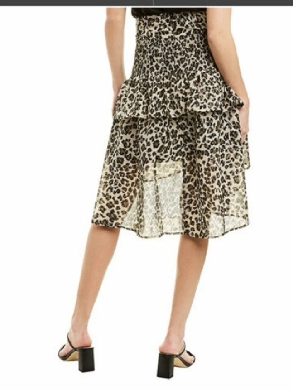 NWT! WALTER BAKER Dusty Olive Metallic Leopard Asymmetric Minty Skirt. Size 6.